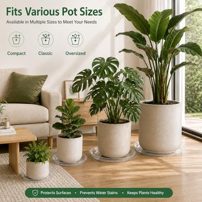 4 Pack 16 17 18 19 20 21 22 in Clear Plastic Plant Saucers for Indoors, Durable Plant Trays for Pots and Plant Water Catcher Tray with No Holes, Reusable Plastic Trays for Plants (17''-4Pack) - size: 17''-4Pack