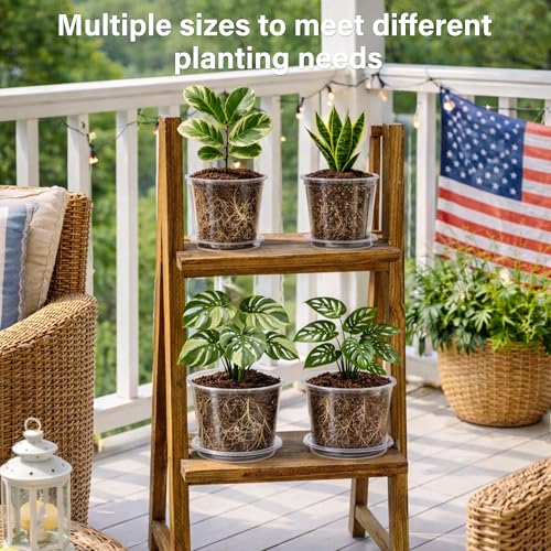 Bluepro Clear Nursery Pots with Saucers, 5/6/8/10 Inch, 12-Pack - size: 5/6/8/10 Inch-12Pcs