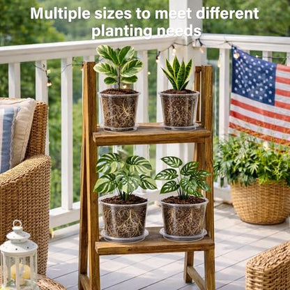 Bluepro Clear Nursery Pots with Saucers, 5/6/8/10 Inch, 12-Pack - size: 5/6/8/10 Inch-12Pcs
