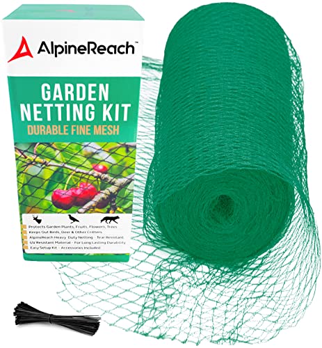 AlpineReach Garden Netting 15 x 30 ft, Greem Heavy Duty Bird Net - color: Green, size: 15ft x 30ft