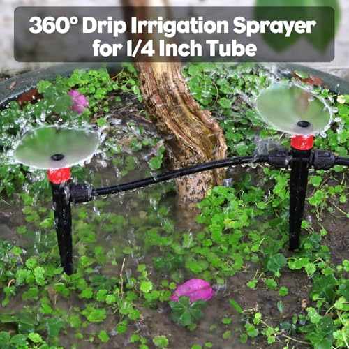 35PCS 1/4" Drip Irrigation Emitters, Kalolary Locked Irrigation Drippers - color: Red Double-head Locked Sprayer