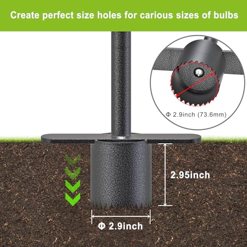 Dolibest Sod Plugger Tool, Grass Plugger Tool with Dual Pedals, Bulb Planter W/Sharp Serrations and Non-Slip Soft Grip Handle, for Lawn Planting Bulbs and Grass Repair (No Assembly) - color: Black G- 3'' depth