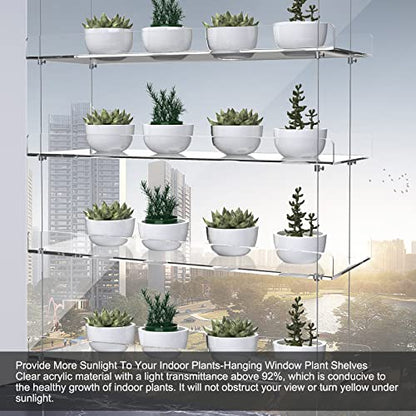 4-Tier Floating Acrylic Plant Shelf – Each Tier 16 Inch Long - color: 4 Tier