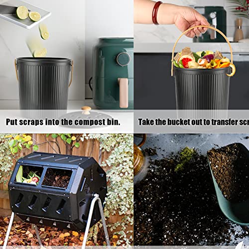Countertop Compost Bin, LALASTAR Compost Bin Kitchen with Lid, Made of Sustainable Bamboo Fiber, Indoor Food Composter for Kitchen, Odorless, 1 Gallon, Black - color: Black