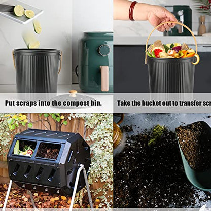 Countertop Compost Bin, LALASTAR Compost Bin Kitchen with Lid, Made of Sustainable Bamboo Fiber, Indoor Food Composter for Kitchen, Odorless, 1 Gallon, Black - color: Black