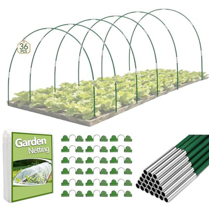 36pcs Garden Hoops for Raised Beds with Garden Netting, Clips