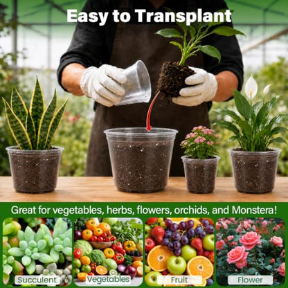 Bluepro Clear Nursery Pots with Drainage Holes, 6/8/10/12 Inch, 20-Pack - size: 6/8/9.5/12 Inch-20Pcs