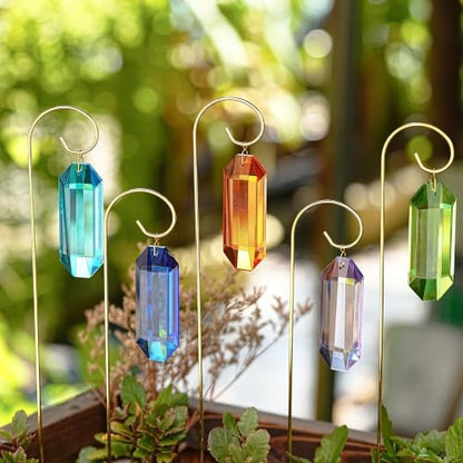 7 Pack Crystal Prisms Suncatcher Plant Stake for Indoor Window Sun Catchers - color: 7 Pack Colorful