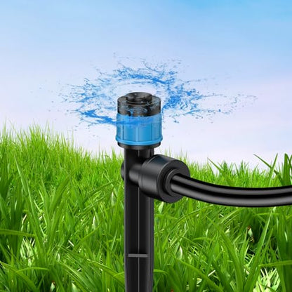 Pawfly 60 Pcs Drip Irrigation Emitters, Drip Emitters Sprinklers with Stake Drip Irrigation System Parts for 1/4 Inch Tubing, Water Flow Irrigation Drippers with Adjustable 360 Degree - size: 60PCS Drip lrrigation Emitter Sprinklers