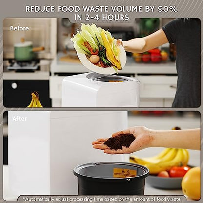 Airthereal R500 Electric Kitchen Composter, 2.5L, Pearl White - color: Pearl White, size: Plastic Cover