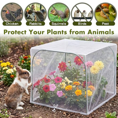 Woanger 2 Pack Garden Netting for Raised Beds Rectangular Pest Barrier with Hoops for Garden Protection Plant Mesh Netting with Drawstring Plants Vegetables Fruits Flowers(for 40x40x20 in)