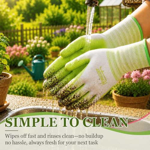 Gardening Gloves Women, Rubber-Coated Gloves for Gardening, Yard Work Glove - color: Medium (Pack of 4)