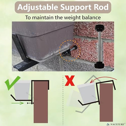 2 Pack Adjustable Window Box Brackets for Railing, Measure Before Ordering - color: Black 2 Pack
