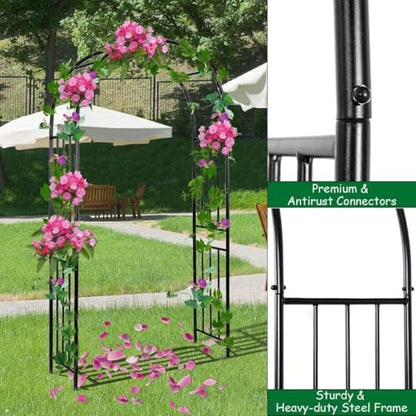 Heavy Duty Metal Garden Arch Trellis – Weather-Resistant Black Steel Arbor for Climbing Plants, Weddings, Parties, Patio, Lawn & Outdoor Decor – Easy Assembly - size: small