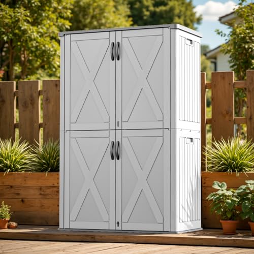Patiowell 50 Cu.ft Outdoor Storage Cabinet, White - color: White, size: 50 Cu FT Cabinet