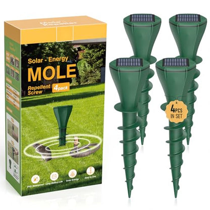 2026 Outdoor Ultrasonic Mole Repellent Solar Powered for Yard Garden Lawn, Waterproof Gopher & Groundhog Deterrent (4-Pack) - size: 4-Pack