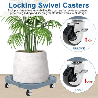 2 Pack 11'' Heavy Duty Rolling Plant Caddy with Wheels, Grey - color: Gray
