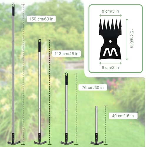 2 in 1 Weed Puller Tool with 60" Long Handle for Yard, Lawn, Patio, Garden