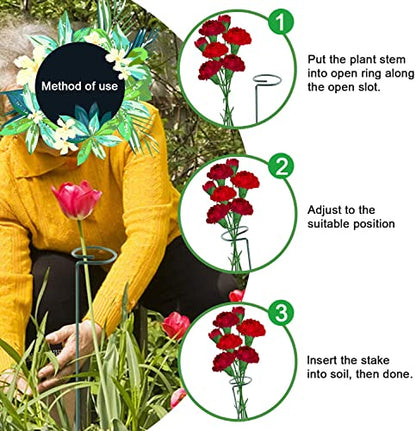 HiGift 10 Pack 24 inch Plant Stakes and Supports, Metal Flower Stakes for Potted Plant Indoor, Garden Stakes for Tall Plant Single Stem Flowers Amaryllis Tomatoes Peony Lily Rose (61 cm Long) - size: 24 Inch-10 Pack