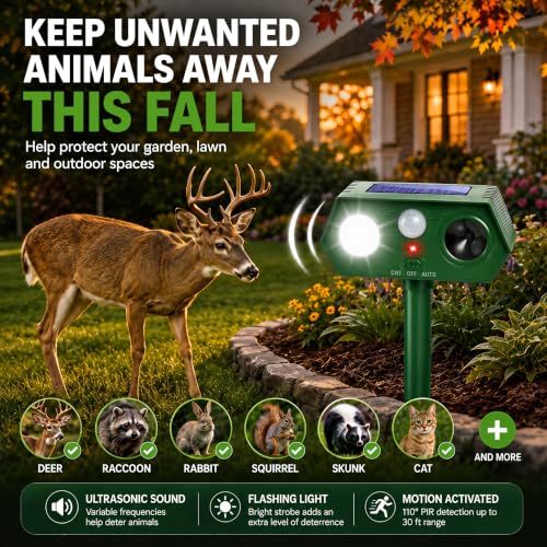 Solar Animal Repellent Outdoor with Motion Sensor & Ultrasonic Sound,4 Pack