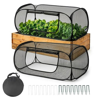 2-Pack Raised Garden Bed Covers, Pop-Up 30% Shade Mesh, 45 x 22 x 17.7 in - color: Black