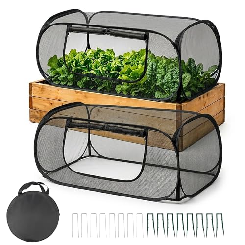 2-Pack Raised Garden Bed Covers, Pop-Up 30% Shade Mesh, 45 x 22 x 17.7 in - color: Black
