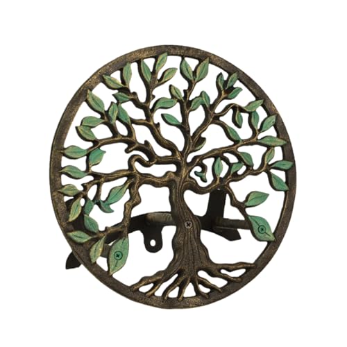 Zeckos Garden Hose Holder Tree of Life 12 Inch Cast Iron Green Bronze - color: Tree of Life - Green