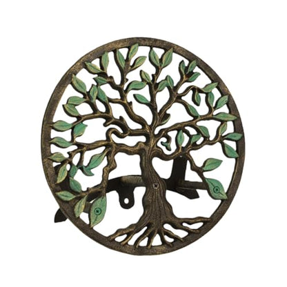 Zeckos Garden Hose Holder Tree of Life 12 Inch Cast Iron Green Bronze - color: Tree of Life - Green