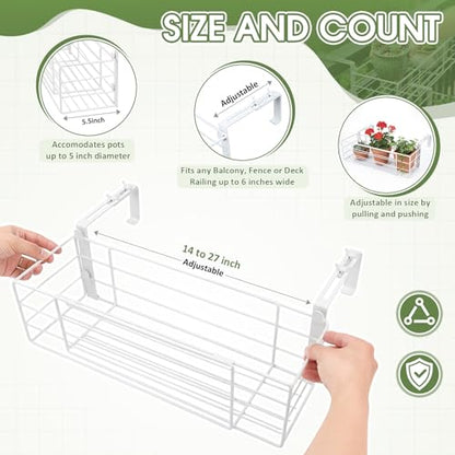 Youyole Railing Hanging Planter Holder, Adjustable Balcony Flower Pot Stand - color: White, size: 6" Wide, style: Classic