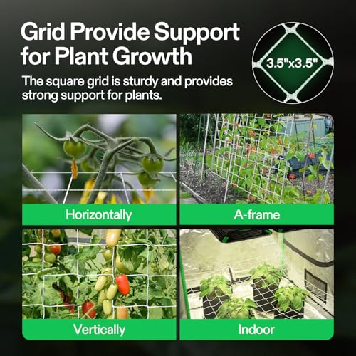 VIVOSUN 5 x 15 ft. Plant Trellis Netting, Heavy-Duty Polyester Grow Net, Garden Trellis Netting with Square Mesh for Climbing Plants, Vegetables, Fruits, and Flowers, 1-Pack - size: 5'x15' - 3.5''square mesh