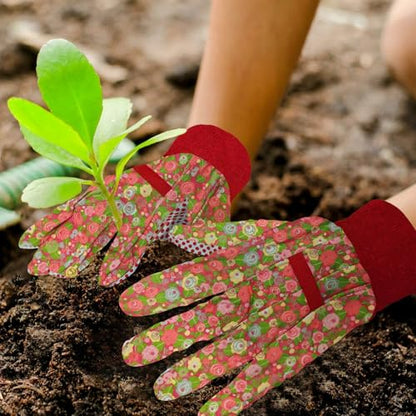 Women's Gardening Gloves Weeding and Thorn Resistant Work Gloves for Digging Planting Pruning Raking-Grown - color: Red