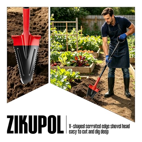 Trenching Spade Shovel Serrated Edge Shovel for Digging,Planting,53 Inches
