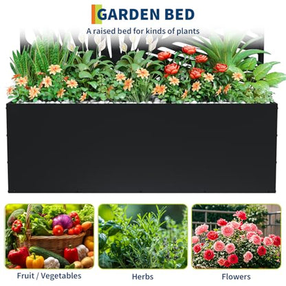 Garvee 71"x47"x16" Metal Planter Box with Trellis for Climbing Plants Vines - color: Palm Leaf, size: no Wheel