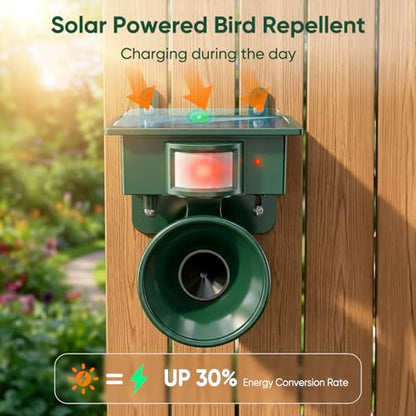 2026 Upgraded Solar Ultrasonic Bird Repellent Devices Outdoor