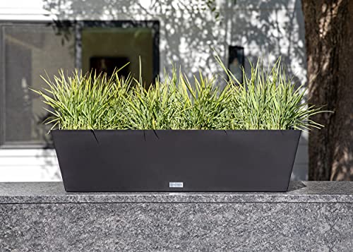 Veradek Pure Series Window Box Planter - Tapered Outdoor Planter - color: Black, size: 36 inch
