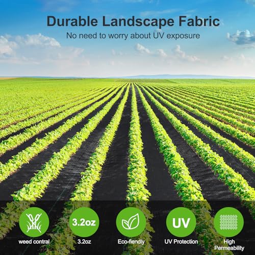 Jevrench 3.2 oz Heavy Duty Weed Barrier Landscape Fabric, 3.3 x 15 ft - size: 3.2oz - 3.3ft x 15ft