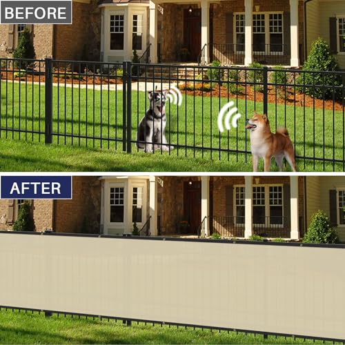 Windscreen4less Privacy Fence Screen Heavy Duty Windscreen Fencing Mesh Fabric Shade Net Cover with Brass Grommtes for Outdoor Wall Garden Yard Pool Deck, 6'x2' Beige - color: Beige, size: 6' x 2'