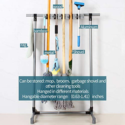 Broom Mop Holder Floor-Mounted mop Rack Cleaning Tool storage for laundry room closet organizer (6racks) - size: 6racks