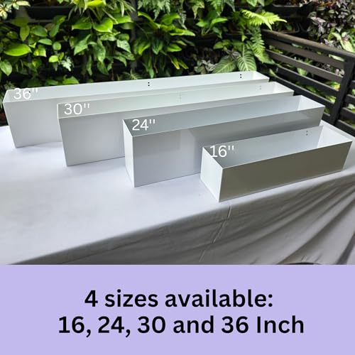 LaLaGreen Planter Boxes Outdoor (36 Inch, 3 Pack) White Metal Rectangular Deck Railings Flower Box with Brackets, Large Planters Plant Holder for Fence Balcony Rail Patio Porch Modern Garden Decor - size: 36" x 3 Pack