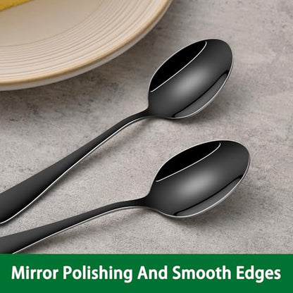 DEHOV 5.5 Inch Black Small Coffee & Tea & Demitasse Spoons Set of 8 - color: Black