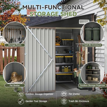 Aoxun 4x6 FT Lean-to Metal Storage Shed,Sloped Roof Outdoor Garden Cabinet - size: 4x6 FT