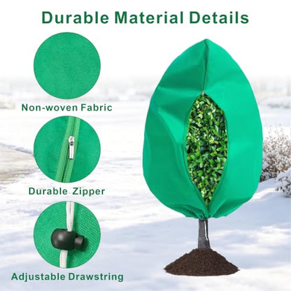 6 Pack Plant Frost Freeze Protection Covers with Zipper Drawstring, 2 Sizes