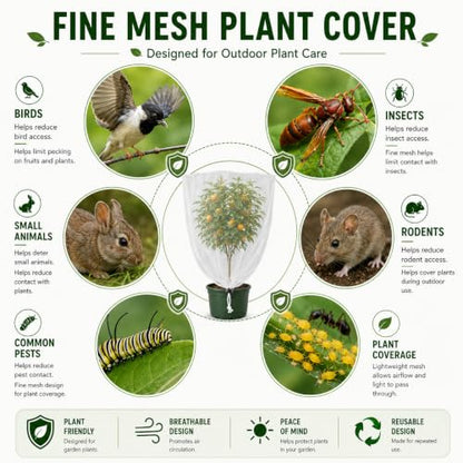 4-Pack Fine Mesh Plant Cover with Drawstring, 3.3x4.9FT - 4.0x4.9FT, Reusable Garden Netting for Vegetables, Flowers, Fruit Trees and Potted Plants, Insect Barrier Plant Protection Net - size: 3.3*4.9Ft + 4.0*4.9Ft-4pack