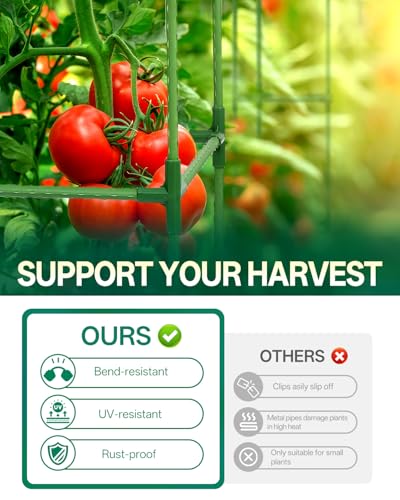 3 Pack Tomato Cage, Up to 47 Inch Adjustable Square Tomato Cages for Pots - size: 3 Pack-47in