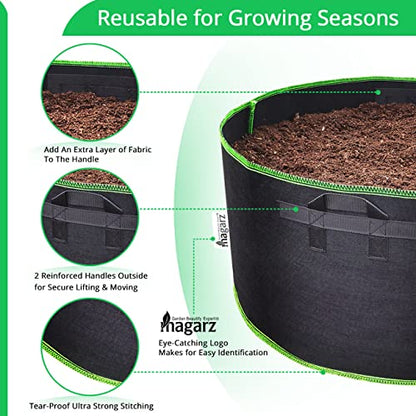 2-Pack 30 Gallon Fabric Flower Pots Garden Felt Grow Bags with Handle (Black) - size: 30 Gallon 2 pack