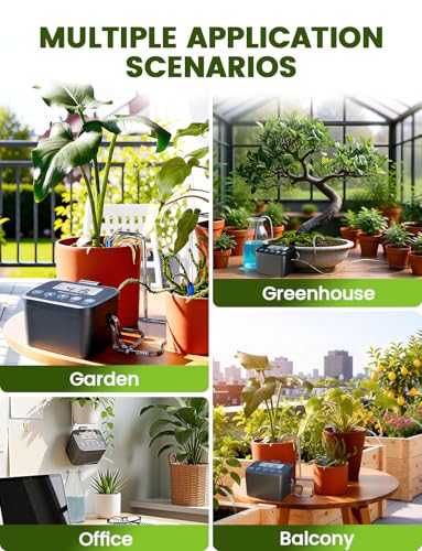 Automatic Watering System for Potted Plants, Drip Irrigation Kit System, Plant Self Watering Devices for Office Patio Greenhouse GrowTent, with Programmable Water Timer（Black