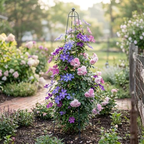 Vego Garden 9 ft Pyramid Obelisk Garden Trellis, Metal Rustproof Plant Support - size: 9 Ft