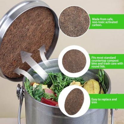 8Pcs 7.25" Activated Charcoal Filter Replacement for Kitchen Compost Bins