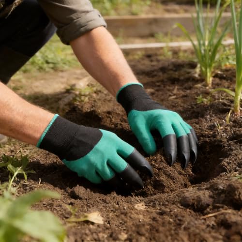Gardening Gloves with Claw,Planting Waterproof Gardening Gloves,for Digging in The Garden, - color: Green