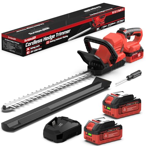 21-in 21V Cordless Battery Powered Electric Hedge Trimmer Red - color: Red